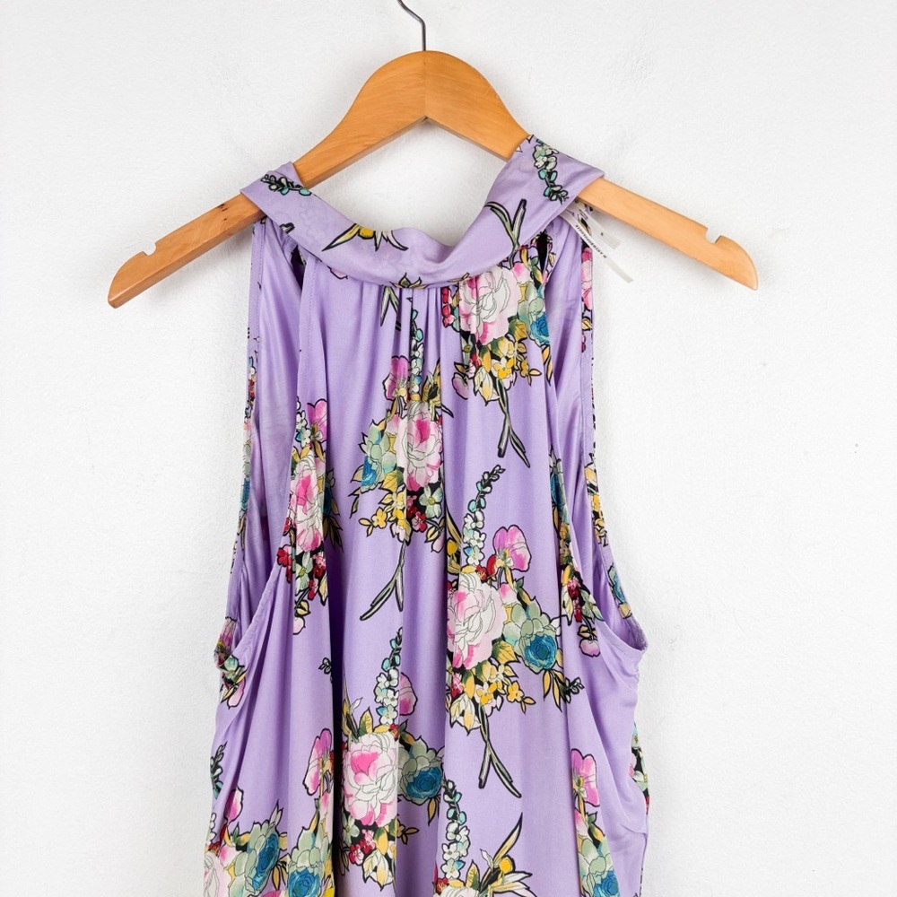 Anthropologie Silk Halter Floral Midi Dress Sz 1X - Picture 5 of 13